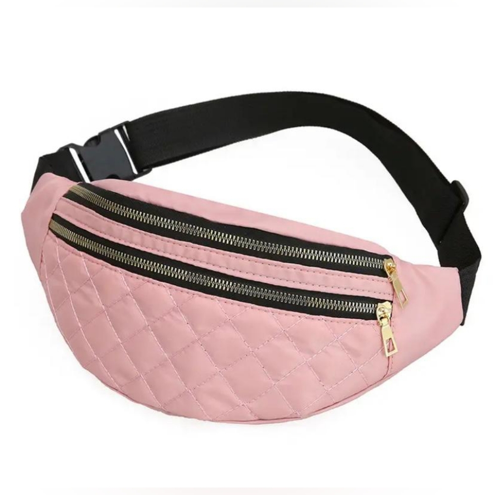 Plaid designed, solid pink, waterproof waist bag or purse. - Picture 1 of 4